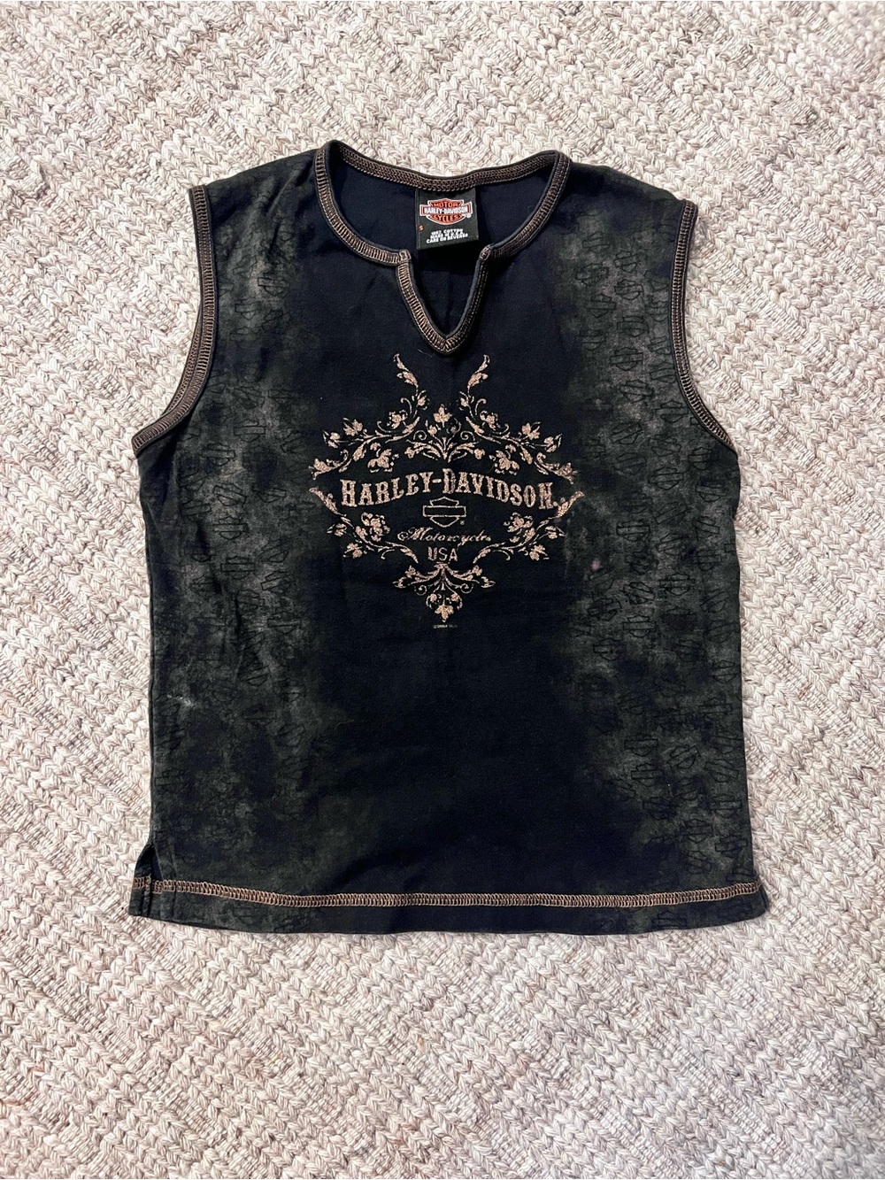 Harley‑Davidson Black Graphic Tank with Tan Print